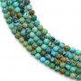 Turquoise naturelle, de forme ronde facette, 2-2.5mm x 39cm