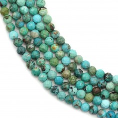 Natural turquoise in the shape of a faceted round 3mm x 40cm