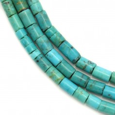 Turquoise en forme de tube, de taille  4x6mm, x 40cm