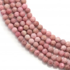 Rhodonite de forme ronde facette, de taille 3mm x 40cm