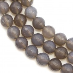 Agate grise Ronde facette 12mm x 40cm