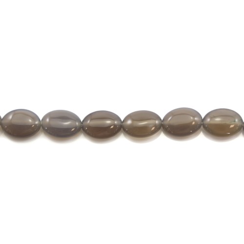 Grey agate oval 13x18mm x 4pcs