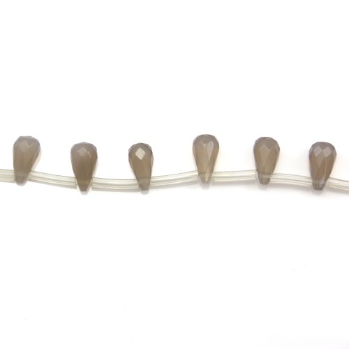 Agate grise goutte facette 5x10mm  x 1pc