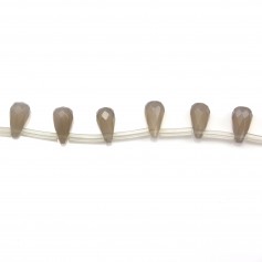 Agate grise goutte facette 5x10mm  x 1pc