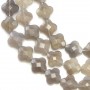 Grey agate clover  faceted 13 mm x 40cm    