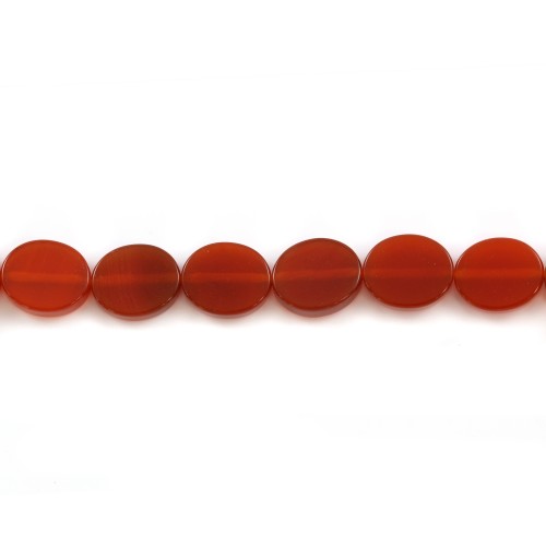 Red agate flat oval 10x12mm x 5pcs