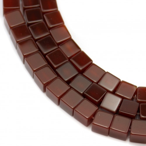 Achat, rot, quadratisch, 8mm x 40cm