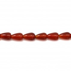 Agate rouge goutte 6x9mm x 40cm
