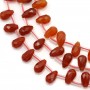 Agate rouge, en forme de goutte facetté 6x9mm x 40cm