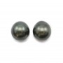 Perle de culture de Tahiti, semi-ronde, 10-10.5mm x 2pcs