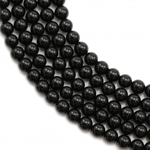 Round black tourmaline 4mm x 39cm