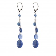 Earrings : kyanite & dormeuse and chaine silver 925  x 2pcs