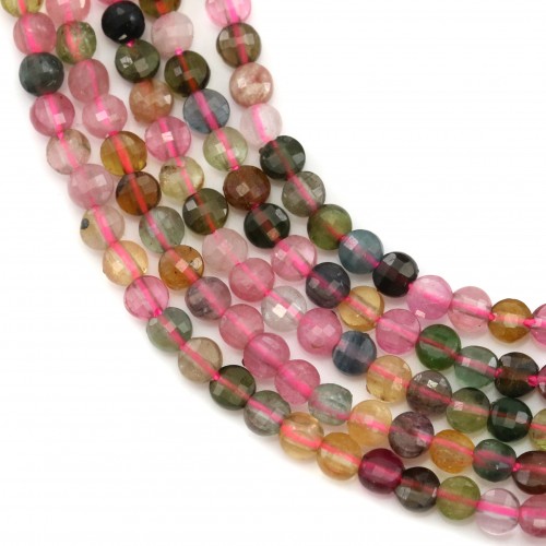 Tourmaline in round faceted flat shape, 2.8mm x 39cm