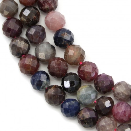 Faceted round rubies & sapphires 6mm, 40 cm