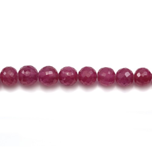 Rubino rosso rotondo sfaccettato 4-6 mm x 40 cm