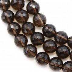 Smoky Quartz Faceted Round 14mm x 40 cm