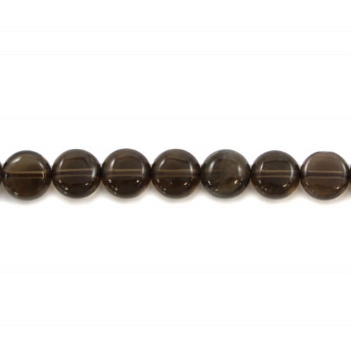 Smoky quartz flat round 8mm x 40cm 