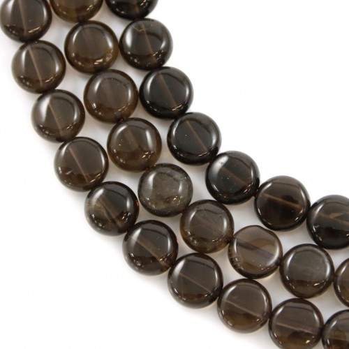 Smoky quartz flat round 8mm x 40 cm