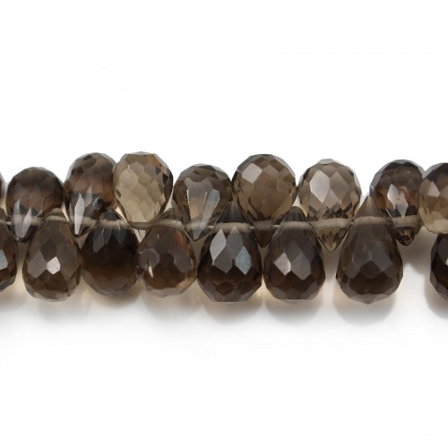 Quartz fumé briolette 5.5x9mm x 20cm