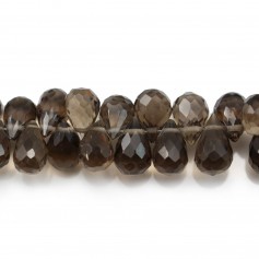 Quartz fumé briolette 5.5x9mm x 20cm