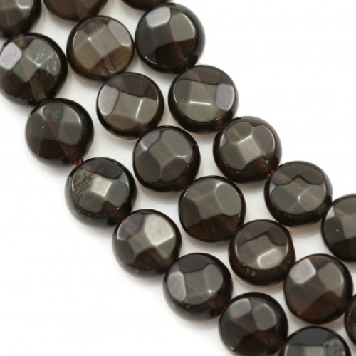 Smoky Quartz Faceted Flat Round 10mm x 40cm 