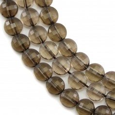 Smoky quartz faceted flat round 7mm x 39cm