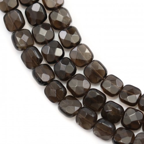 Smoky quartz faceted square 6mm x 40cm 