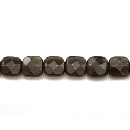 Smoky Quartz Faceted Square 8mm x 4pcs 