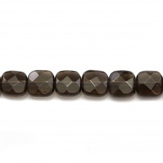 Quartz Fumé Carré Facette 8mm x 4PCS