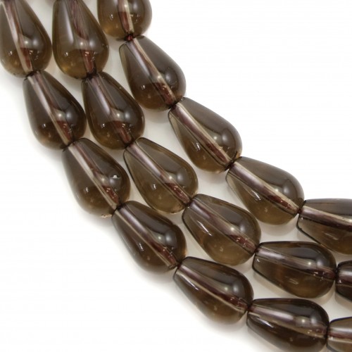 Smokey quartz drop 7x10mm x 40cm    