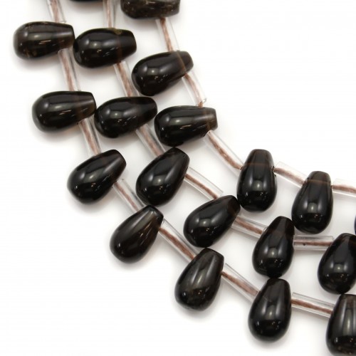 Quartzo fumado, em forma de gota, 6x9mm x 40cm