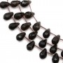 Quartz smoked, in the shape of drop faceted, 6 * 9mm x 40cm