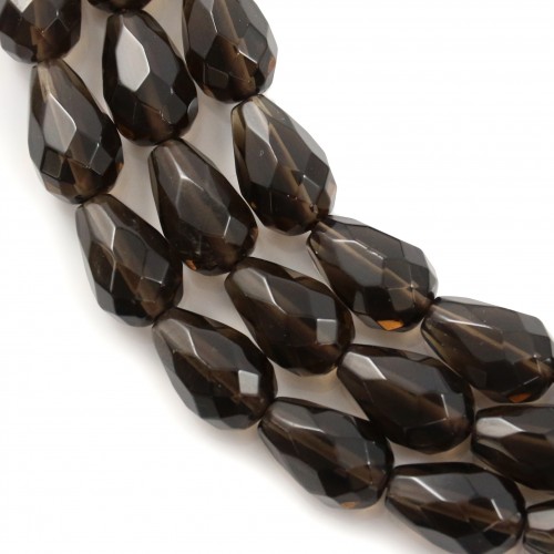 Rauchquarz Tropfen Facette 8x12mm x 40cm