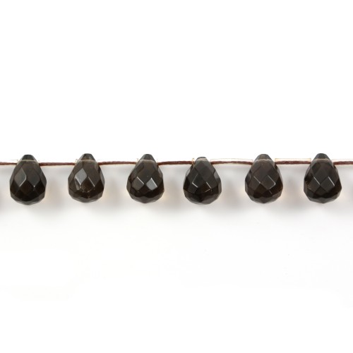 Smoked quartz drips faceted 10x14mm x 2pcs
