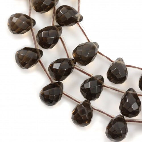 Smoky Quartz Faceted Teardrop 10x14mm x 20pcs