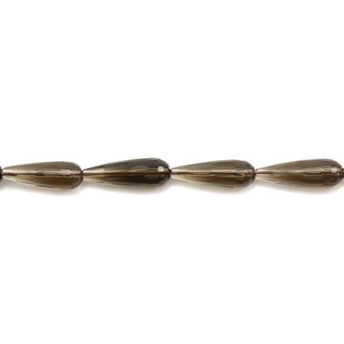 Smokey quartz  drop  facet  10x30mm x 40cm    