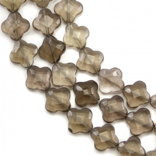 Trébol de cuarzo ahumado facetado 13 mm x 40cm