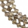 Quartz fumé trèfle facette 13 mm  x 40cm 