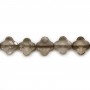 Quartz fumé trèfle facette 13 mm  x 40cm 