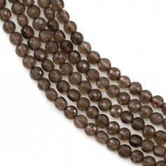 Quartz fumé, de forme ronde plate facetté, 2.5mm x 39cm