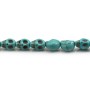 Tête de mort en howlite reconstituée, de couleur turquoise, 6 * 8mm x 40cm
