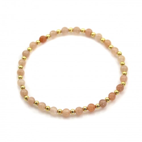 Bracelet Moonstone 4mm with golden pearl x 1pc