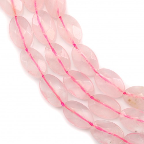 Oval de Quartzo Rosa facetada 8x12mm x 40cm
