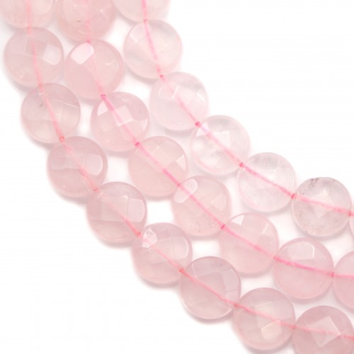 Rose Quartz Flat Round faceted 10mm x 40cm