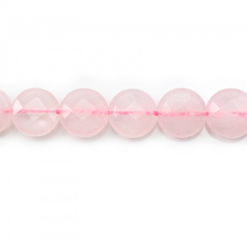 Rose Quartz Flat Round faceted 10mm  x 6pcs 