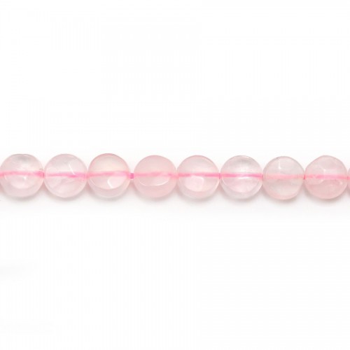 Quarzo rosa, rotondo sfaccettato e piatto, 6mm x 40cm