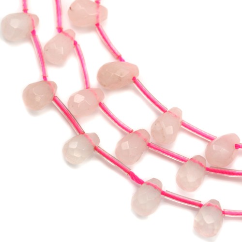 Cuarzo rosa en forma de gota 6x8mm x 40 cm