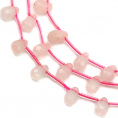 Quartz rose goutte facette 6x8mm x 40 cm