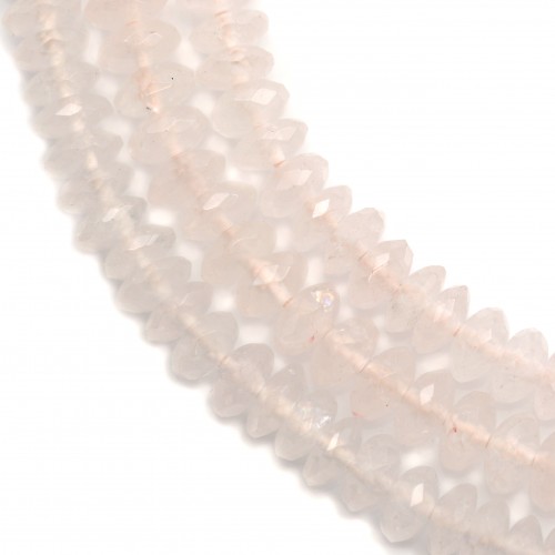 Quarzo rosa, tondo sfaccettato, 3x6mm x 39cm