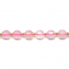 Quartz rose, forme octogonale facettée, 10mm x 39cm